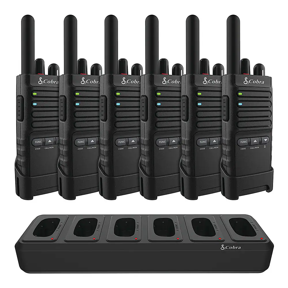 Cobra - Pro Business 300,000 sq. ft/25 Floor Range FRS 2-Way Radios (6-Pack) with IP54 Rating (Dust Protected and Splashproof) - Black