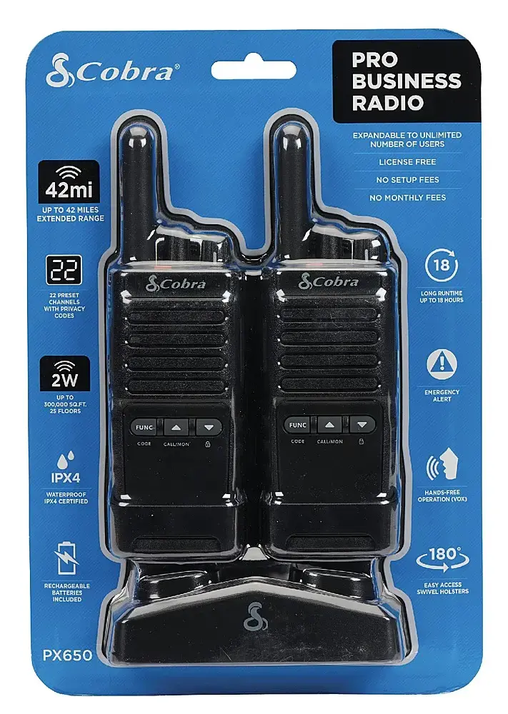 Alt View 18. Cobra - Pro Business 42-Mile, 22-Channel FRS 2-Way Radios (Pair) - Black.