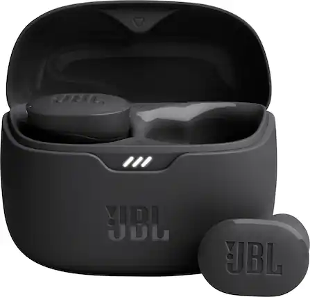 Front. JBL - Tune Buds True Wireless Noise Cancelling Earbuds - Black.