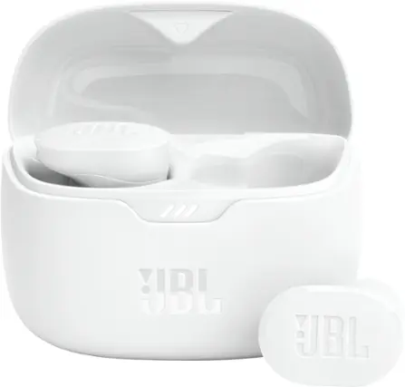 Front. JBL - Tune Buds True Wireless Noise Cancelling Earbuds - White.