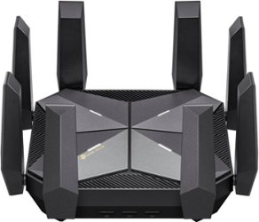 TP-Link - Archer AXE300 AXE16000 Quad-Band Wi-Fi 6E Router - Black - Front_Zoom