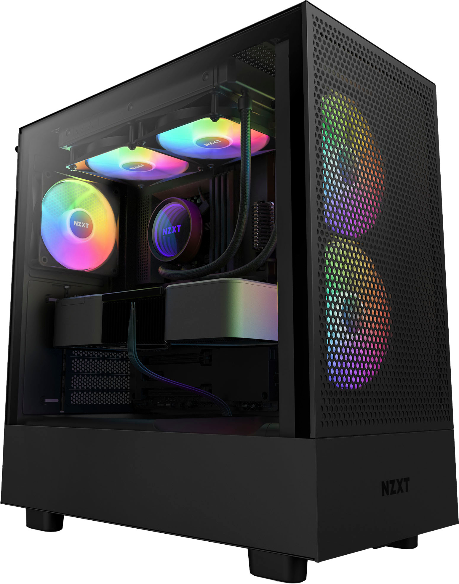 NZXT - H5 Flow RGB ATX Mid-Tower Case with RGB Fans - Black