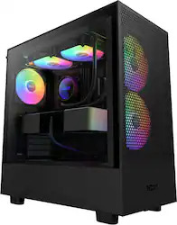 NZXT - H5 Flow RGB ATX Mid-Tower PC Case with RGB Fans - Black - Front_Zoom