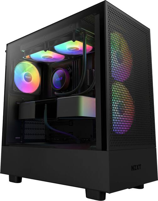NZXT H5 Flow RGB ATX Mid Tower Case with RGB Fans Black CC H51FB