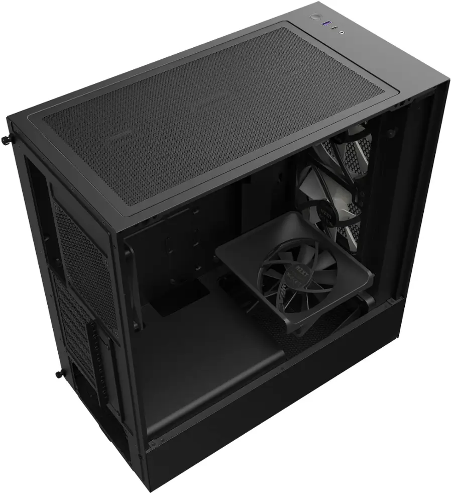 Nzxt H5 Flow Rgb Atx Mid Tower Pc Case With Rgb Fans Black Cc-h51fb-r1 