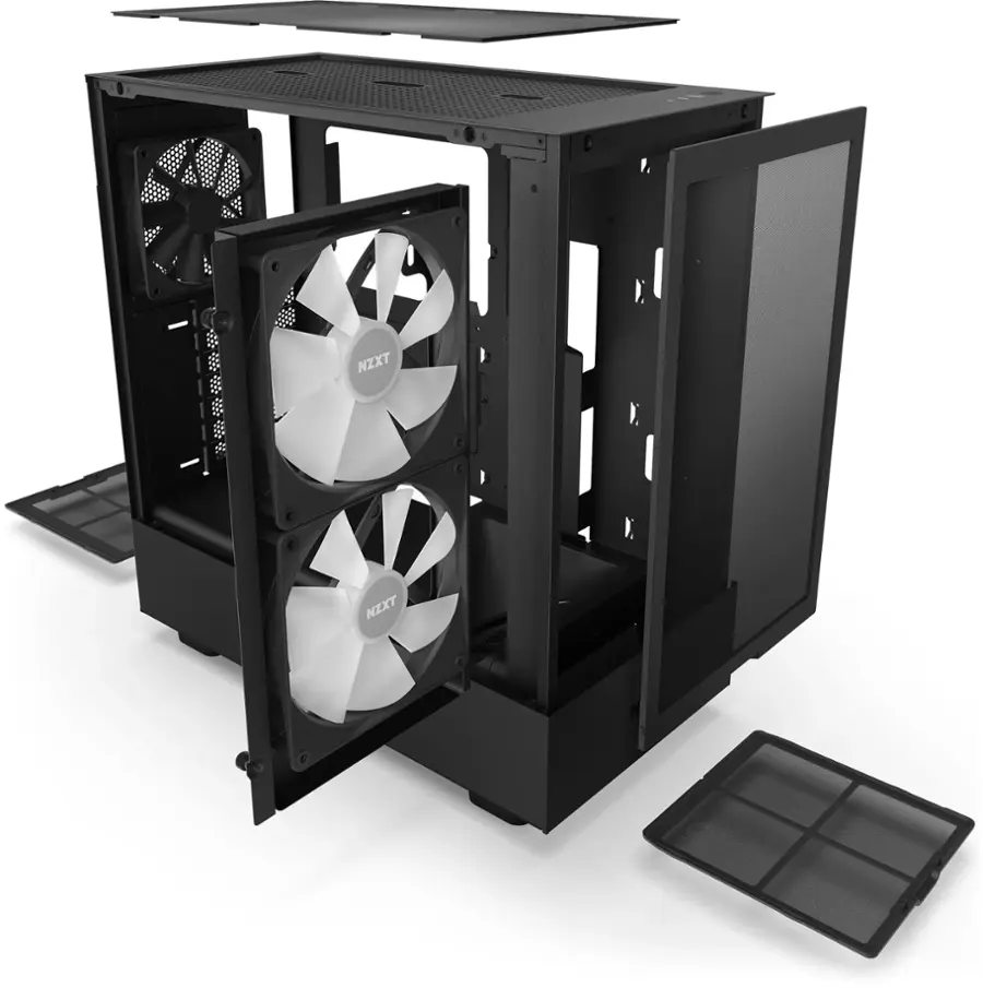 Nzxt H5 Flow Rgb Atx Mid Tower Pc Case With Rgb Fans Black Cc-h51fb-r1 