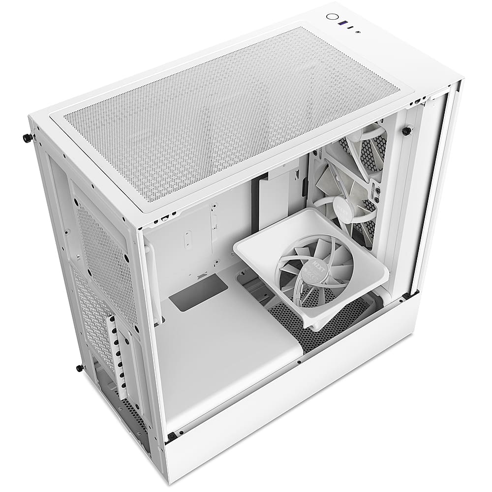 Alt View 13. NZXT - H5 Flow RGB ATX Mid-Tower Case with RGB Fans - White.