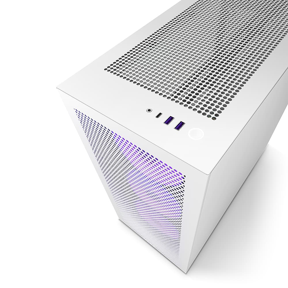 Alt View 12. NZXT - H7 Flow RGB ATX Mid-Tower Case with RGB Fans - White.