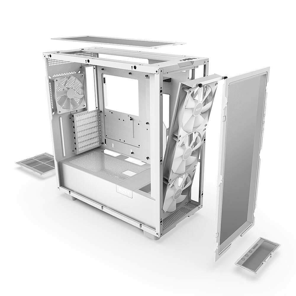 Alt View 14. NZXT - H7 Flow RGB ATX Mid-Tower Case with RGB Fans - White.