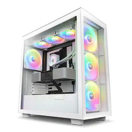 Front. NZXT - H7 Elite Premium ATX Mid-Tower Case - White.