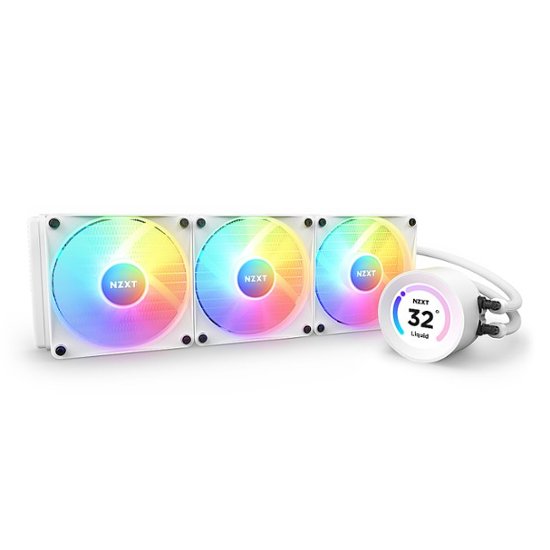 NZXT Kraken Elite 360 120mm Fans + AIO 360mm Radiator Liquid Cooling System  with 2.36 wide-angle LCD display and RGB Fans White RL-KR36E-W1 - Best Buy