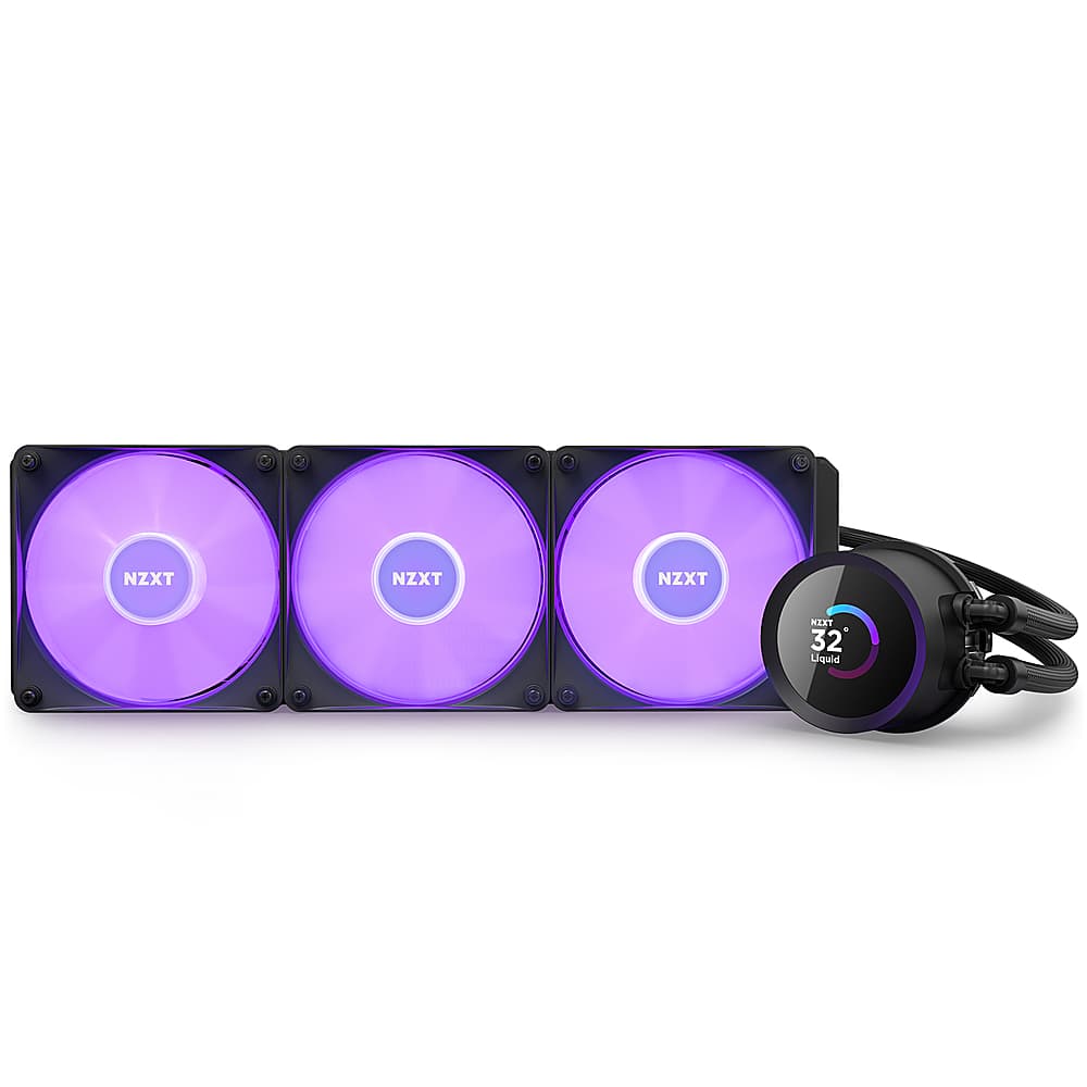 Alt View 11. NZXT - Kraken RGB 360mm Radiator CPU Liquid Cooler (3 x 120mm Core Fans) with RGB Controller and 1.54" LCD Display - Black.