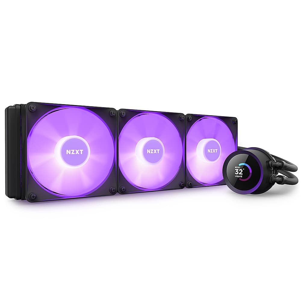 Alt View 19. NZXT - Kraken RGB 360mm Radiator CPU Liquid Cooler (3 x 120mm Core Fans) with RGB Controller and 1.54" LCD Display - Black.