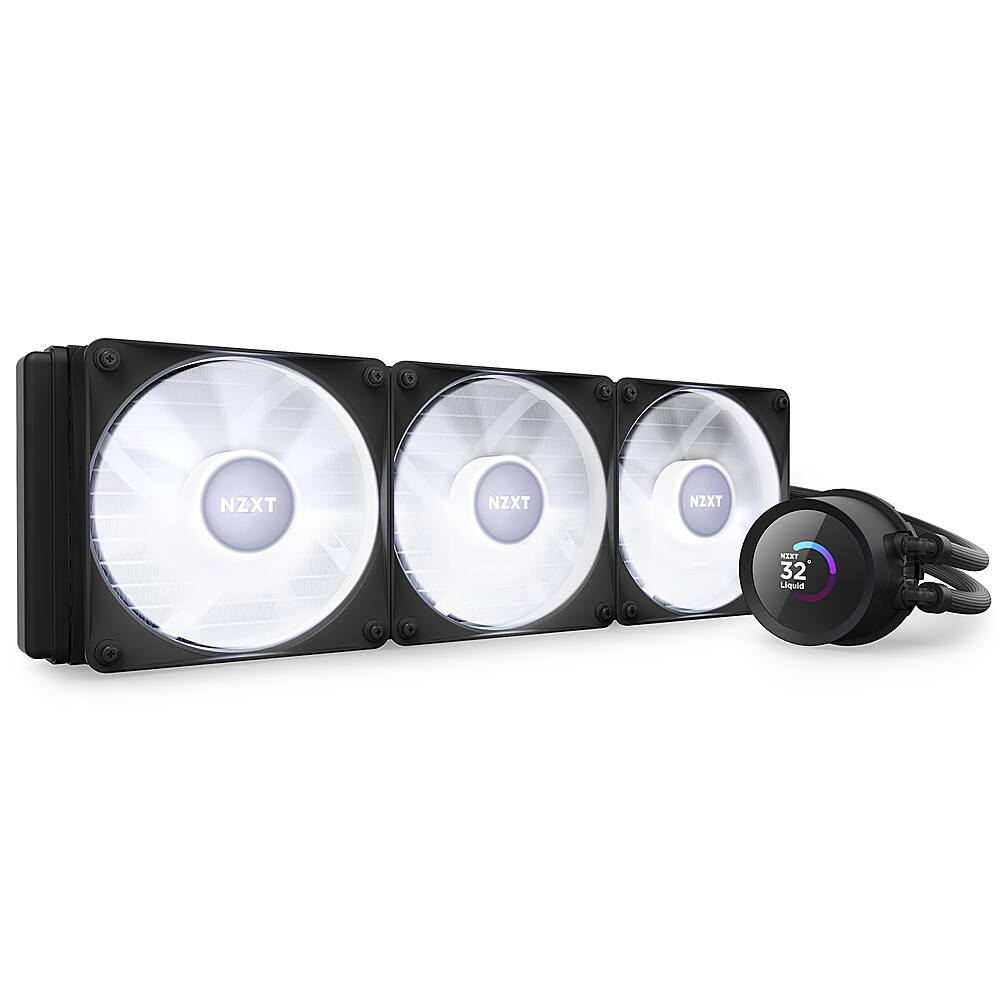 Alt View 20. NZXT - Kraken RGB 360mm Radiator CPU Liquid Cooler (3 x 120mm Core Fans) with RGB Controller and 1.54" LCD Display - Black.