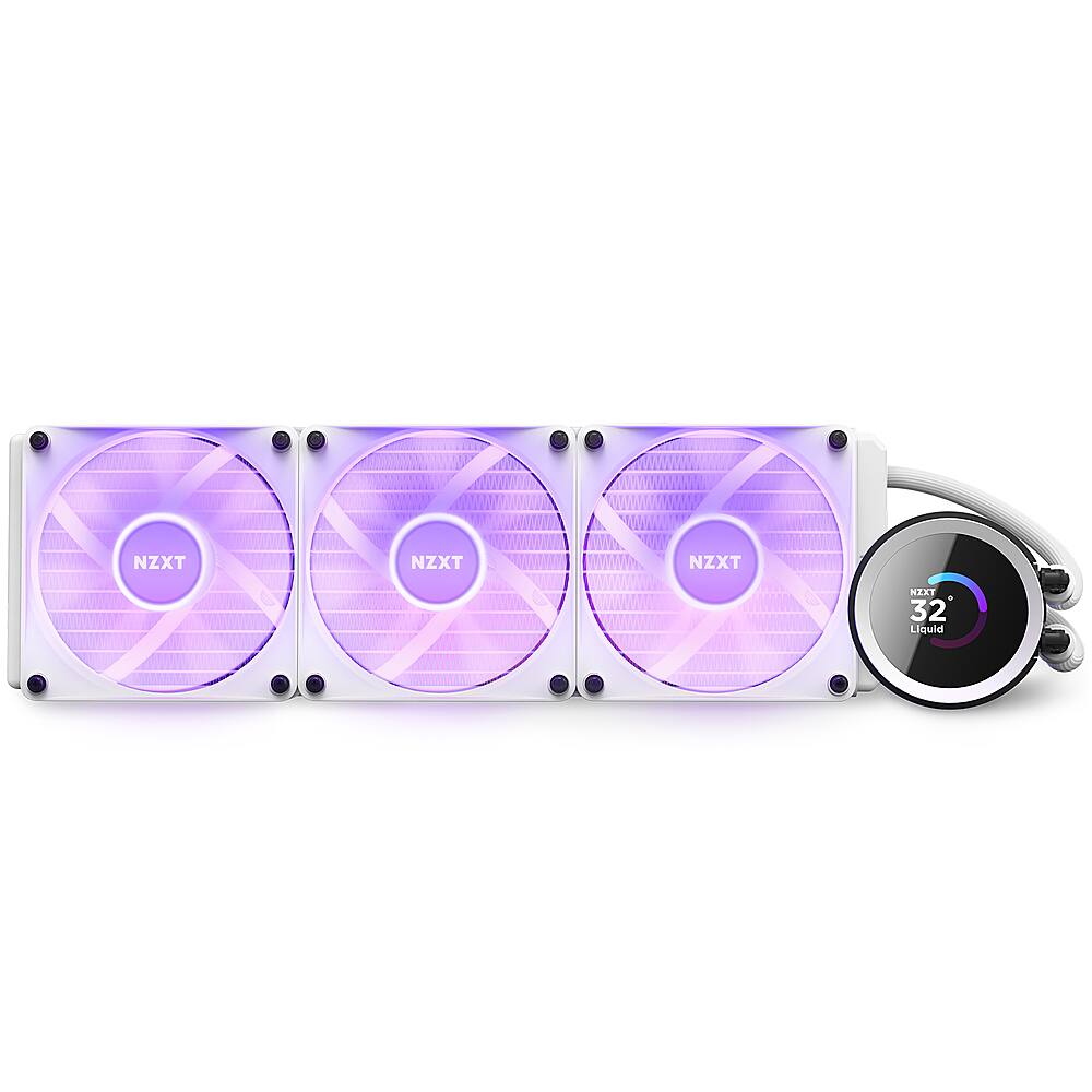Alt View 11. NZXT - Kraken RGB 360mm Radiator CPU Liquid Cooler (3 x 120mm Core Fans) with RGB Controller and 1.54" LCD Display - White.