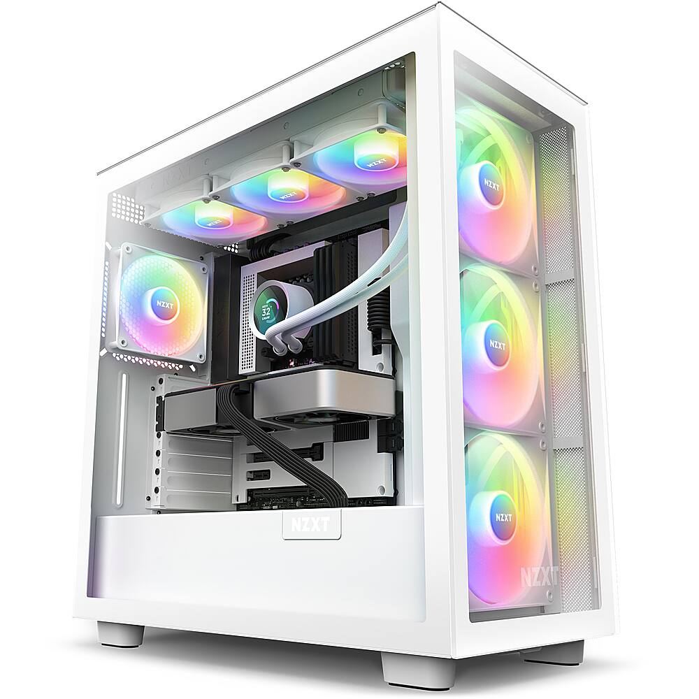 Alt View 12. NZXT - Kraken RGB 360mm Radiator CPU Liquid Cooler (3 x 120mm Core Fans) with RGB Controller and 1.54" LCD Display - White.