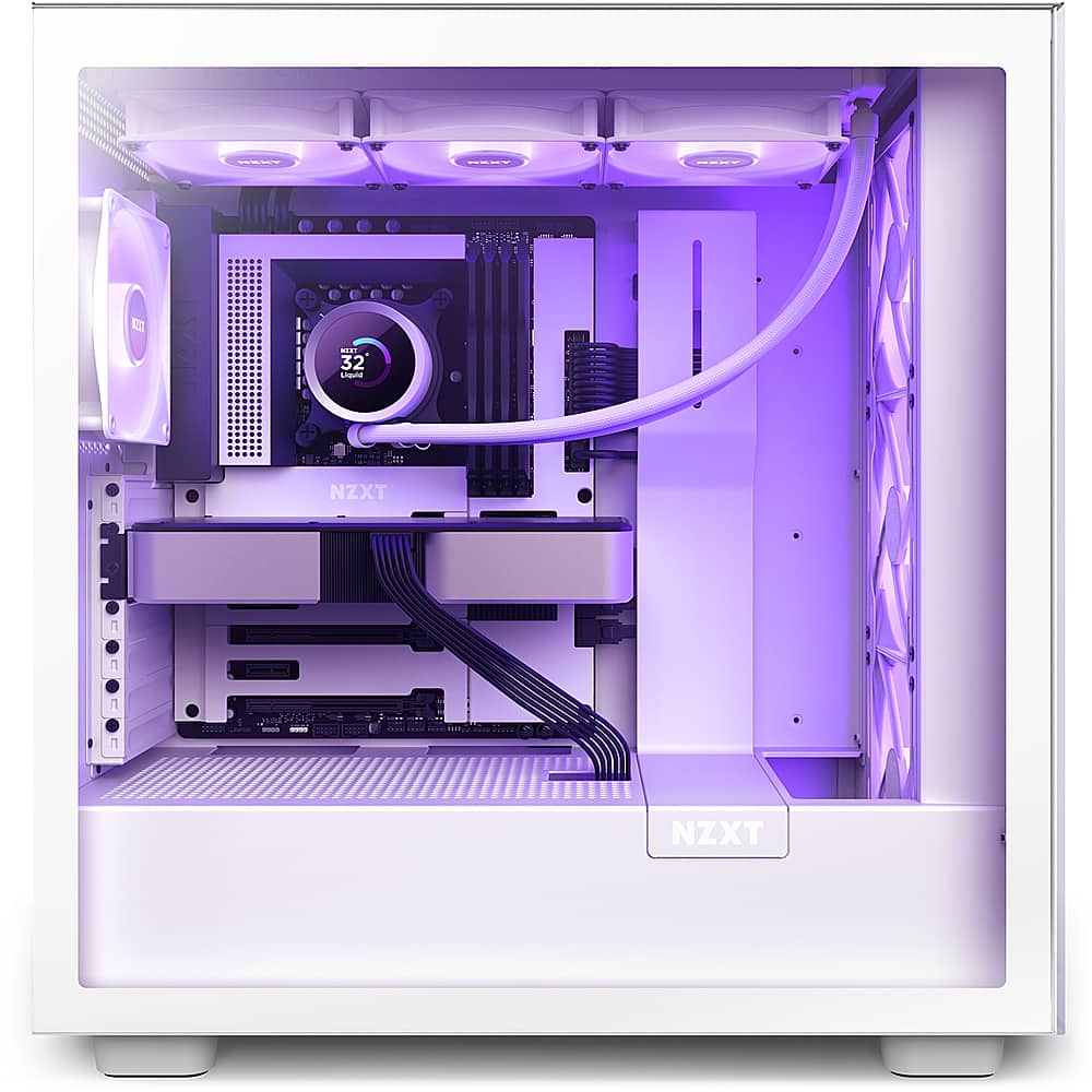 Alt View 13. NZXT - Kraken RGB 360mm Radiator CPU Liquid Cooler (3 x 120mm Core Fans) with RGB Controller and 1.54" LCD Display - White.