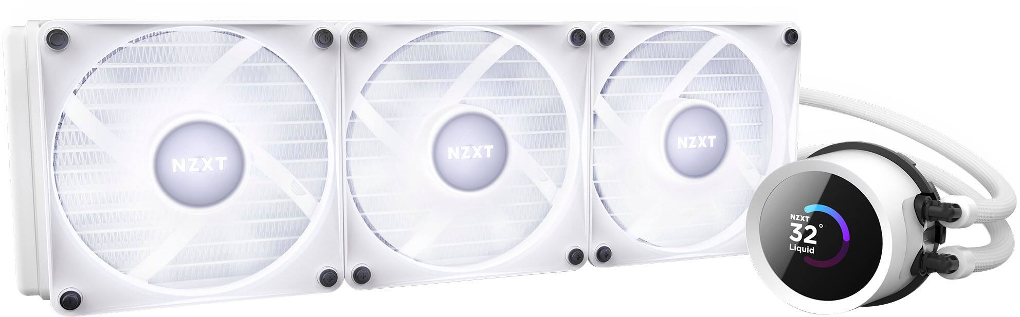 Alt View 15. NZXT - Kraken RGB 360mm Radiator CPU Liquid Cooler (3 x 120mm Core Fans) with RGB Controller and 1.54" LCD Display - White.