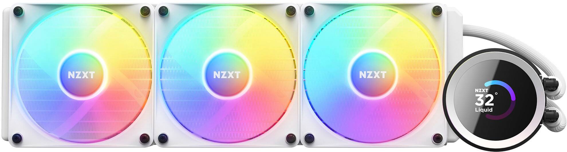 Alt View 16. NZXT - Kraken RGB 360mm Radiator CPU Liquid Cooler (3 x 120mm Core Fans) with RGB Controller and 1.54" LCD Display - White.