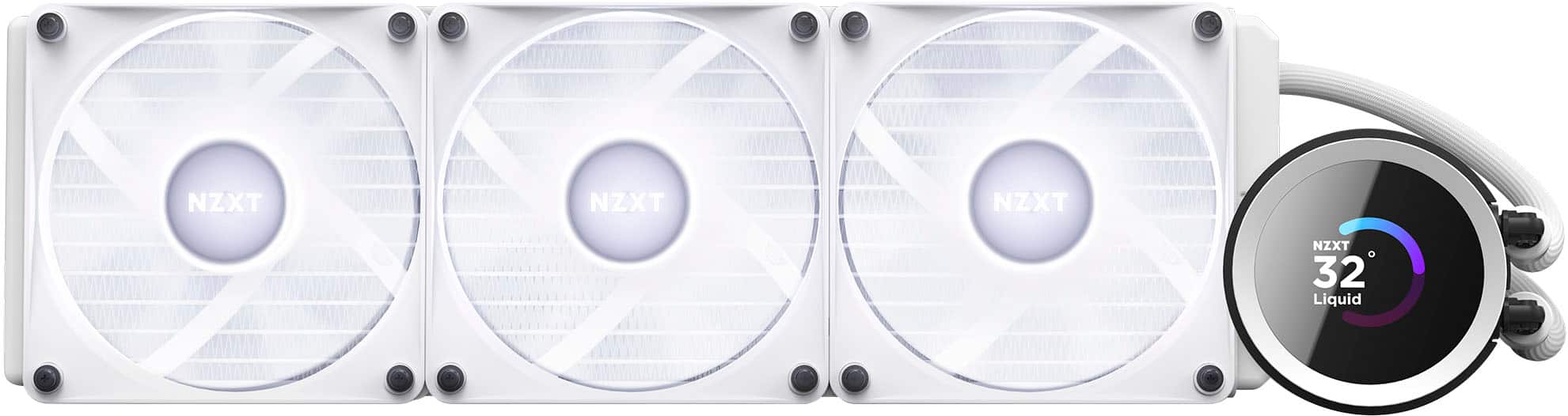 Alt View 17. NZXT - Kraken RGB 360mm Radiator CPU Liquid Cooler (3 x 120mm Core Fans) with RGB Controller and 1.54" LCD Display - White.