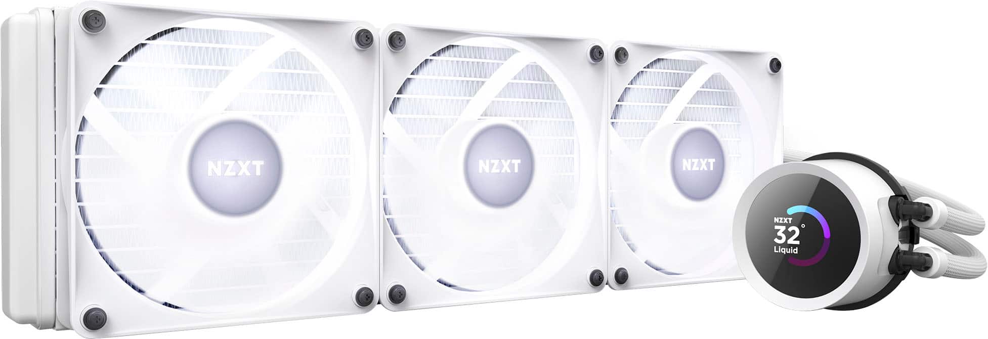 Alt View 19. NZXT - Kraken RGB 360mm Radiator CPU Liquid Cooler (3 x 120mm Core Fans) with RGB Controller and 1.54" LCD Display - White.