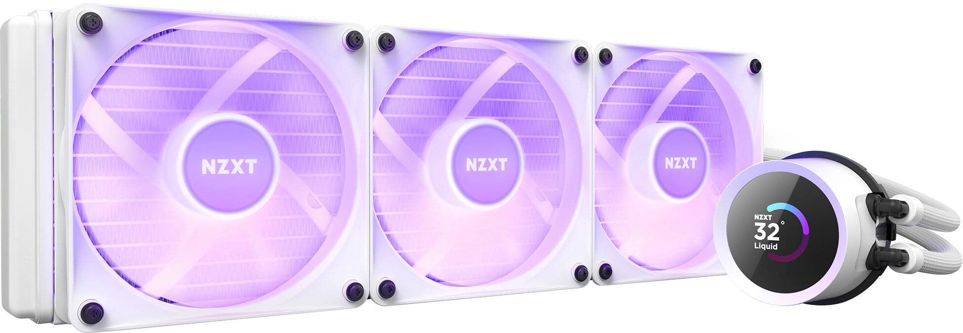 Alt View 20. NZXT - Kraken RGB 360mm Radiator CPU Liquid Cooler (3 x 120mm Core Fans) with RGB Controller and 1.54" LCD Display - White.