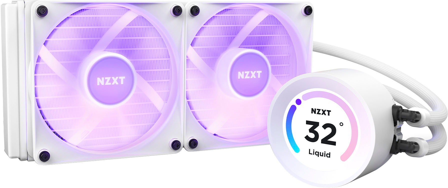 Liquid Buy NZXT AIO Fans RGB System display 120mm 240mm LCD Kraken with RL-KR24E-W1 Fans + Best Cooling Radiator - wide-angle Elite White and 2.36\