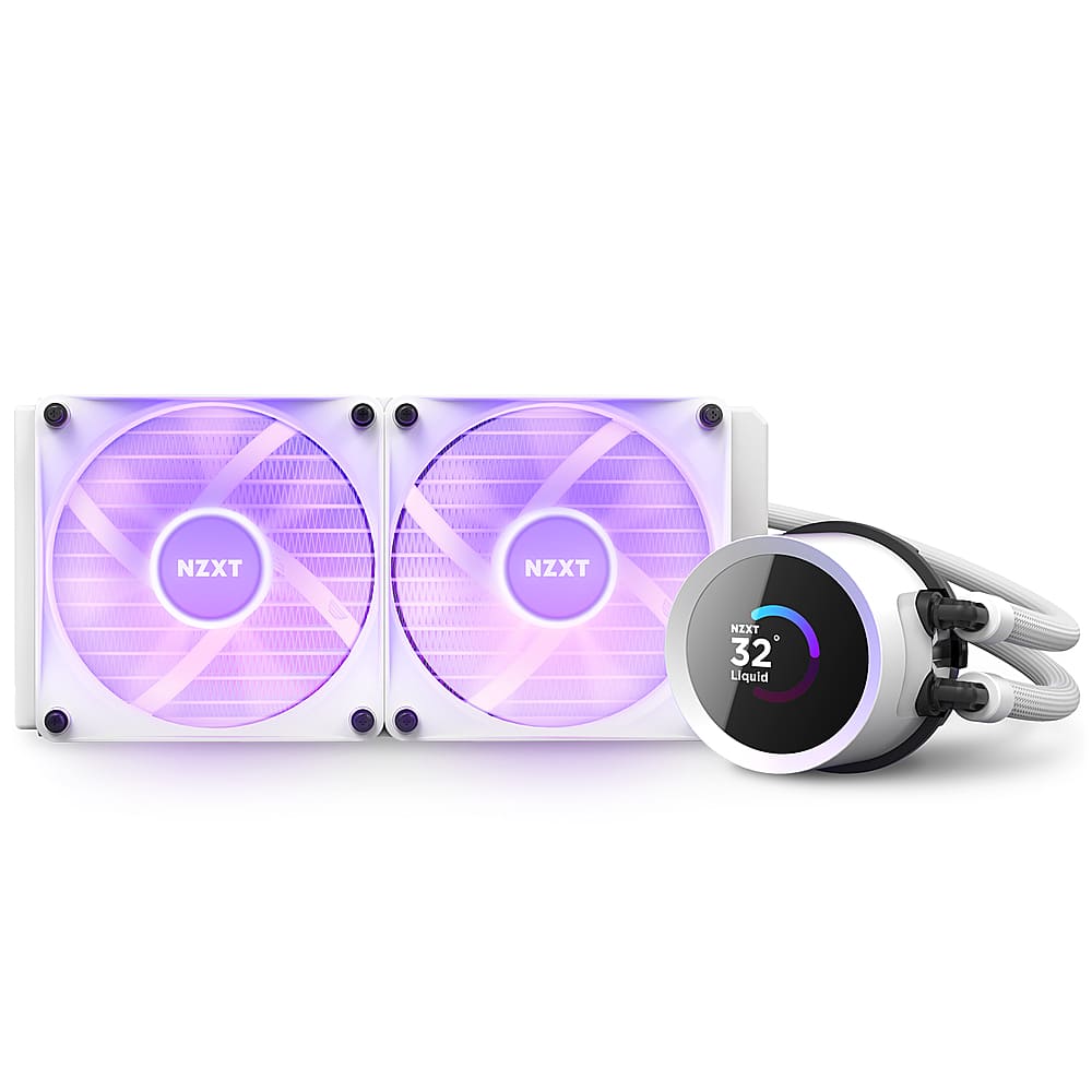 Alt View 11. NZXT - Kraken RGB 240mm Radiator CPU Liquid Cooler (2 x 120mm Core Fans) with RGB Controller and 1.54" LCD Display - White.