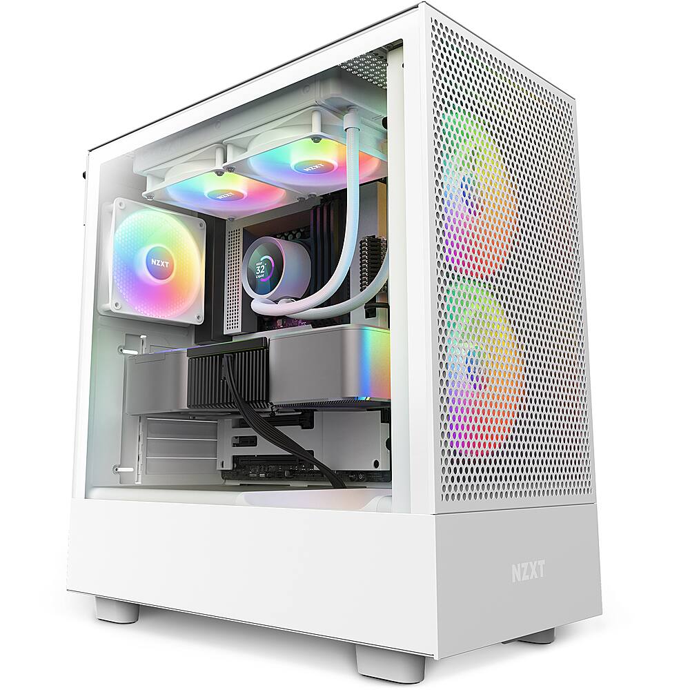 Alt View 12. NZXT - Kraken RGB 240mm Radiator CPU Liquid Cooler (2 x 120mm Core Fans) with RGB Controller and 1.54" LCD Display - White.