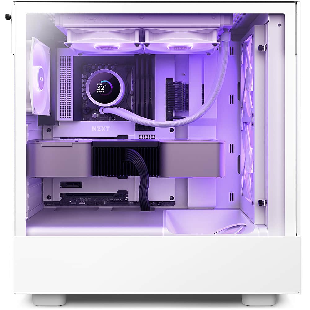Alt View 13. NZXT - Kraken RGB 240mm Radiator CPU Liquid Cooler (2 x 120mm Core Fans) with RGB Controller and 1.54" LCD Display - White.