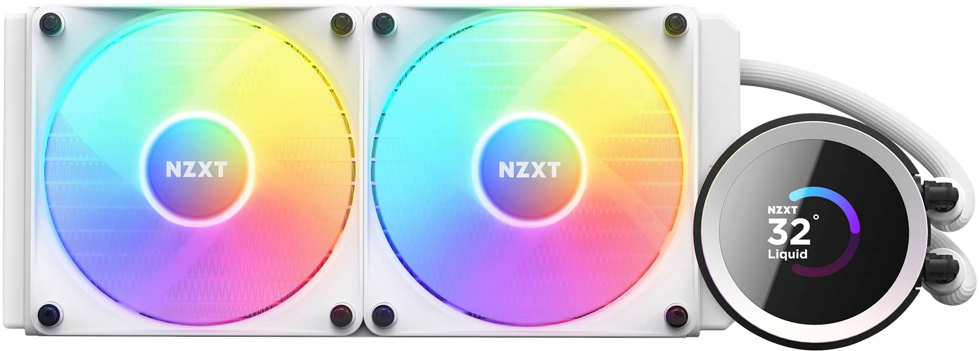Alt View 14. NZXT - Kraken RGB 240mm Radiator CPU Liquid Cooler (2 x 120mm Core Fans) with RGB Controller and 1.54" LCD Display - White.