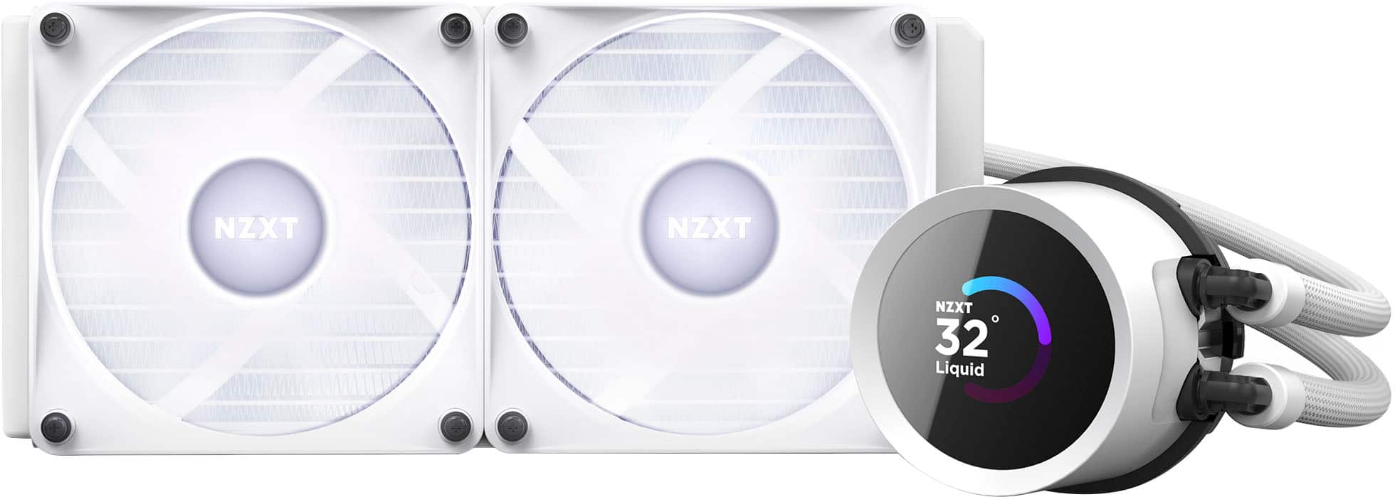 Alt View 15. NZXT - Kraken RGB 240mm Radiator CPU Liquid Cooler (2 x 120mm Core Fans) with RGB Controller and 1.54" LCD Display - White.
