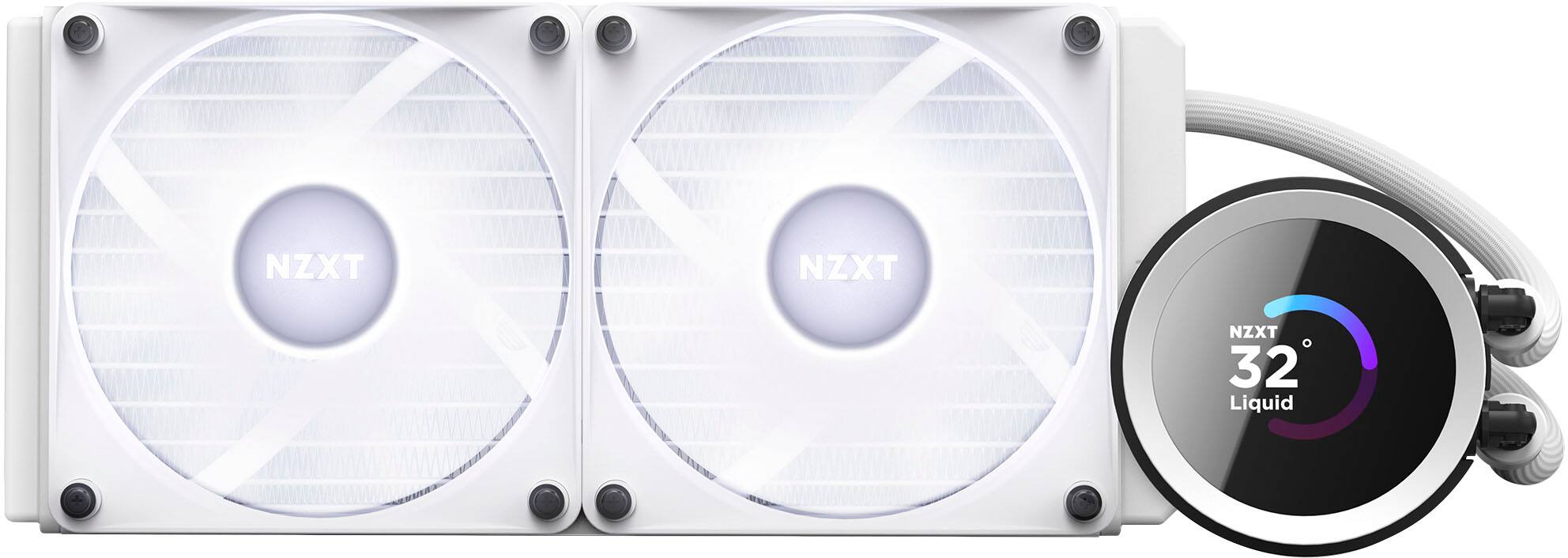 Alt View 17. NZXT - Kraken RGB 240mm Radiator CPU Liquid Cooler (2 x 120mm Core Fans) with RGB Controller and 1.54" LCD Display - White.