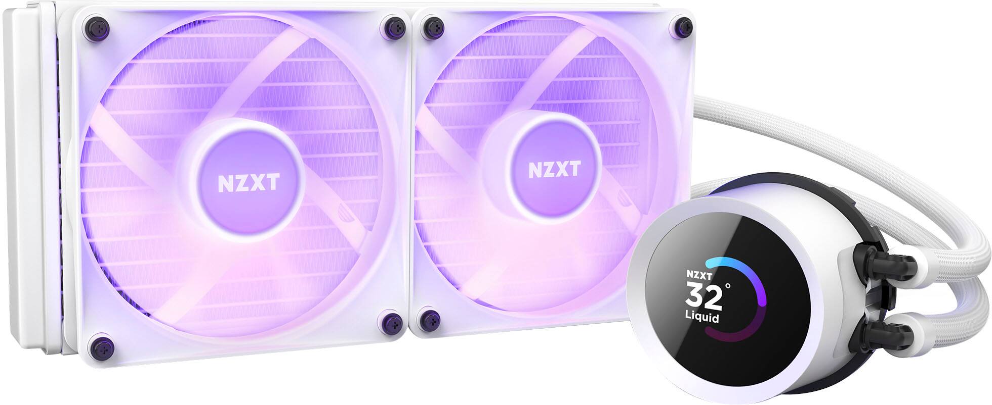 Alt View 18. NZXT - Kraken RGB 240mm Radiator CPU Liquid Cooler (2 x 120mm Core Fans) with RGB Controller and 1.54" LCD Display - White.