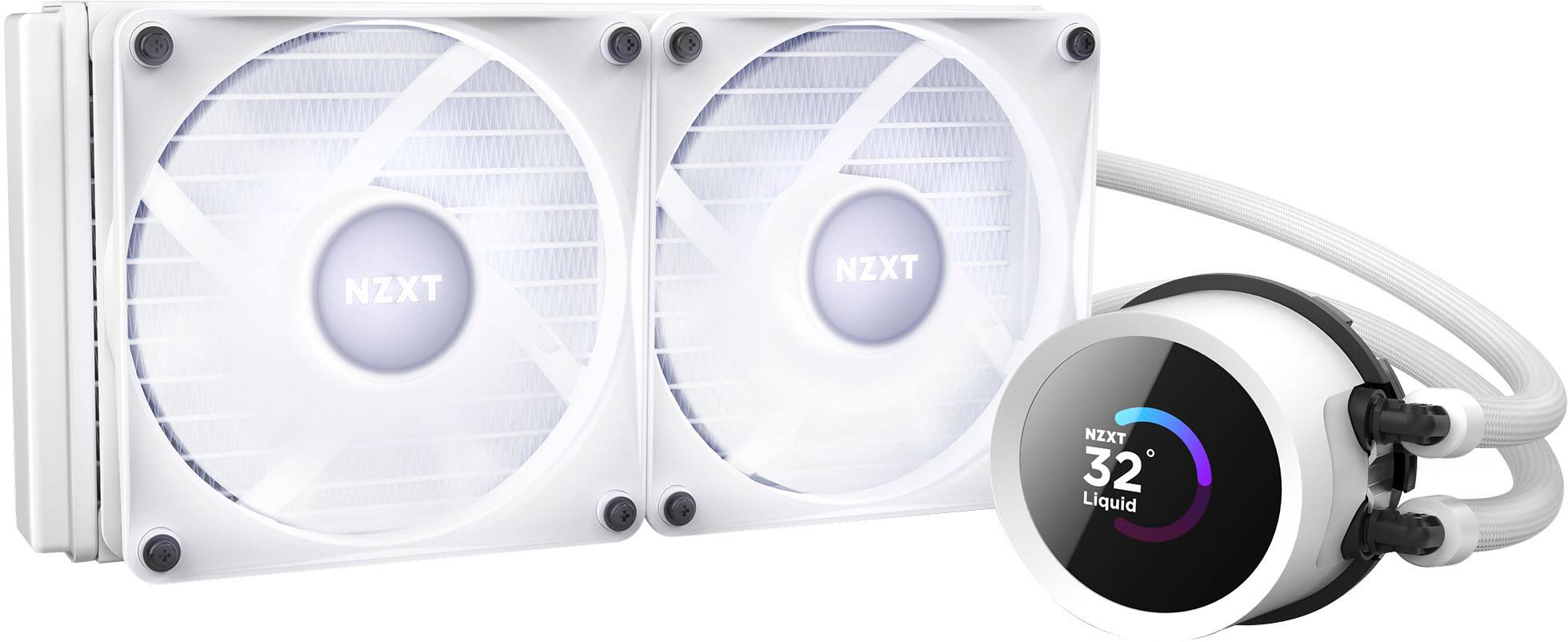Alt View 19. NZXT - Kraken RGB 240mm Radiator CPU Liquid Cooler (2 x 120mm Core Fans) with RGB Controller and 1.54" LCD Display - White.