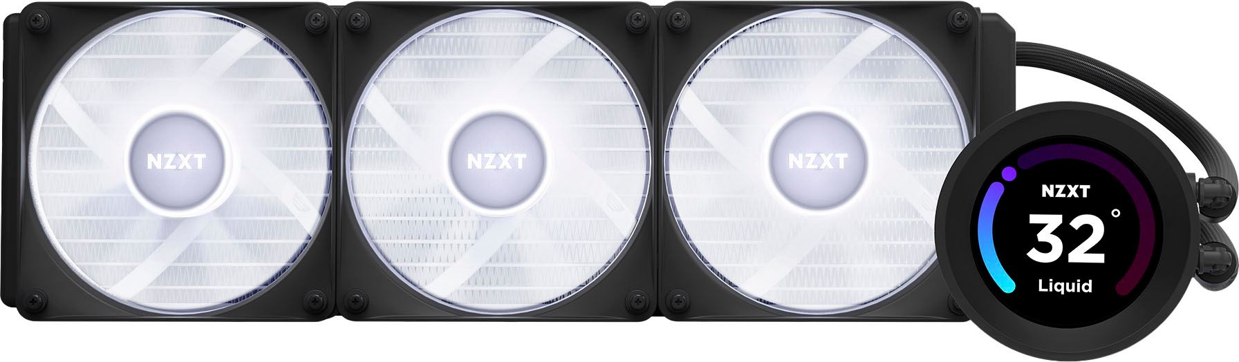 NZXT Kraken Elite 360 120mm Fans + AIO 360mm Radiator Liquid Cooling System  with 2.36 wide-angle LCD display and RGB Fans Black RL-KR36E-B1 - Best Buy