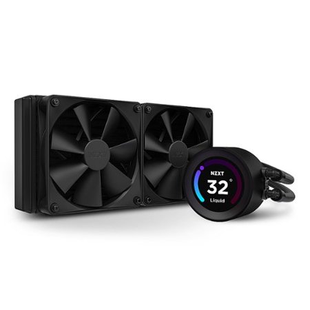 NZXT - Kraken Elite RGB 240mm Radiator CPU Liquid Cooler (2 x 120mm Core Fans) with RGB Controller and 2.36" LCD Display - Black