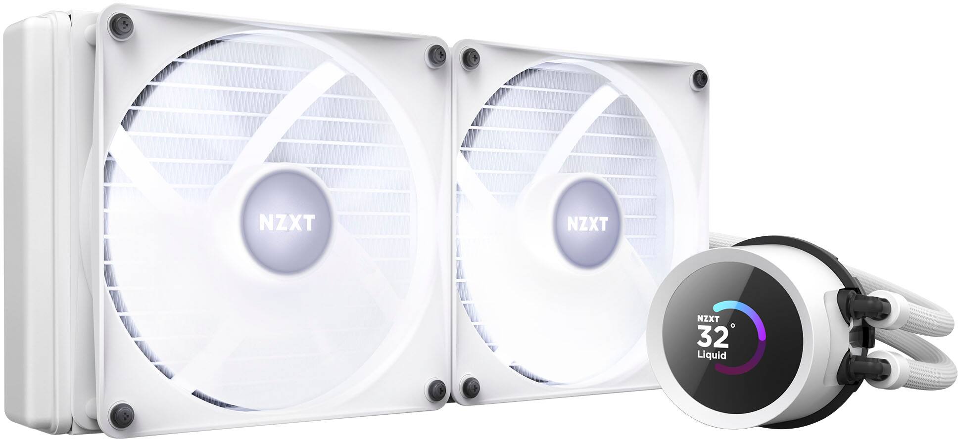 Alt View 11. NZXT - Kraken RGB 280mm Radiator CPU Liquid Cooler (2 x 140mm Core Fans) with RGB Controller and 1.54" LCD Display - White.