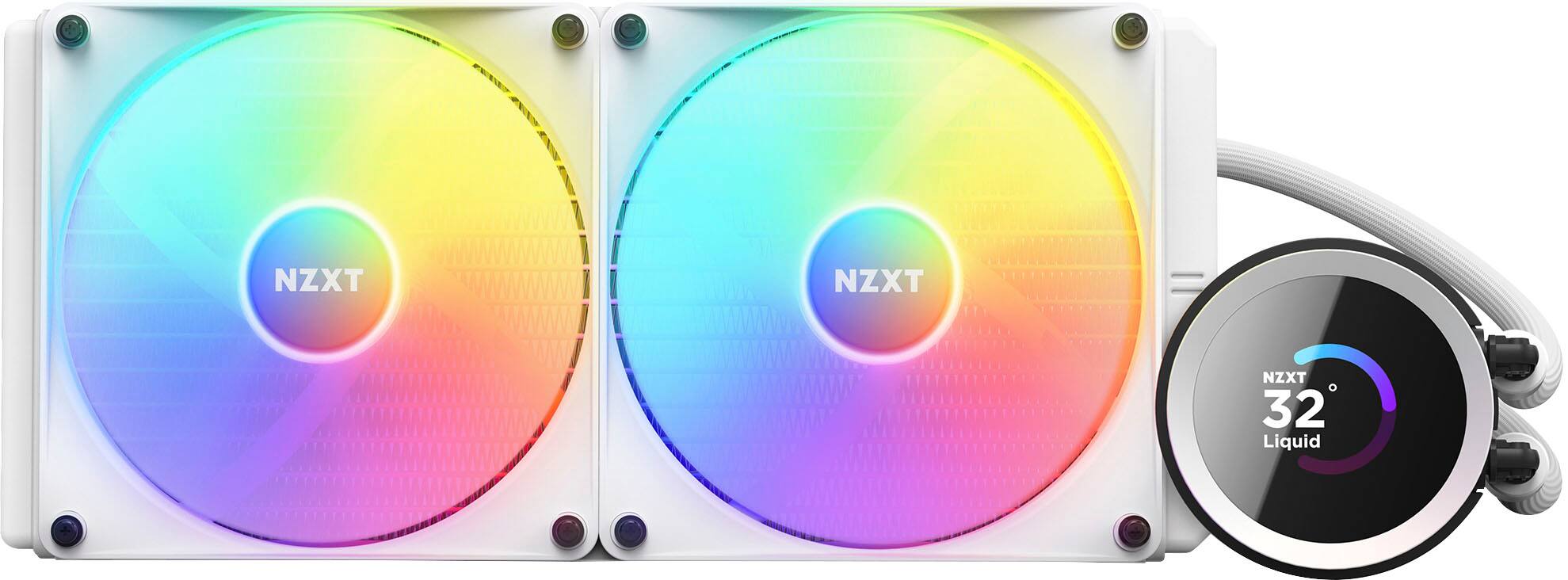 Alt View 12. NZXT - Kraken RGB 280mm Radiator CPU Liquid Cooler (2 x 140mm Core Fans) with RGB Controller and 1.54" LCD Display - White.