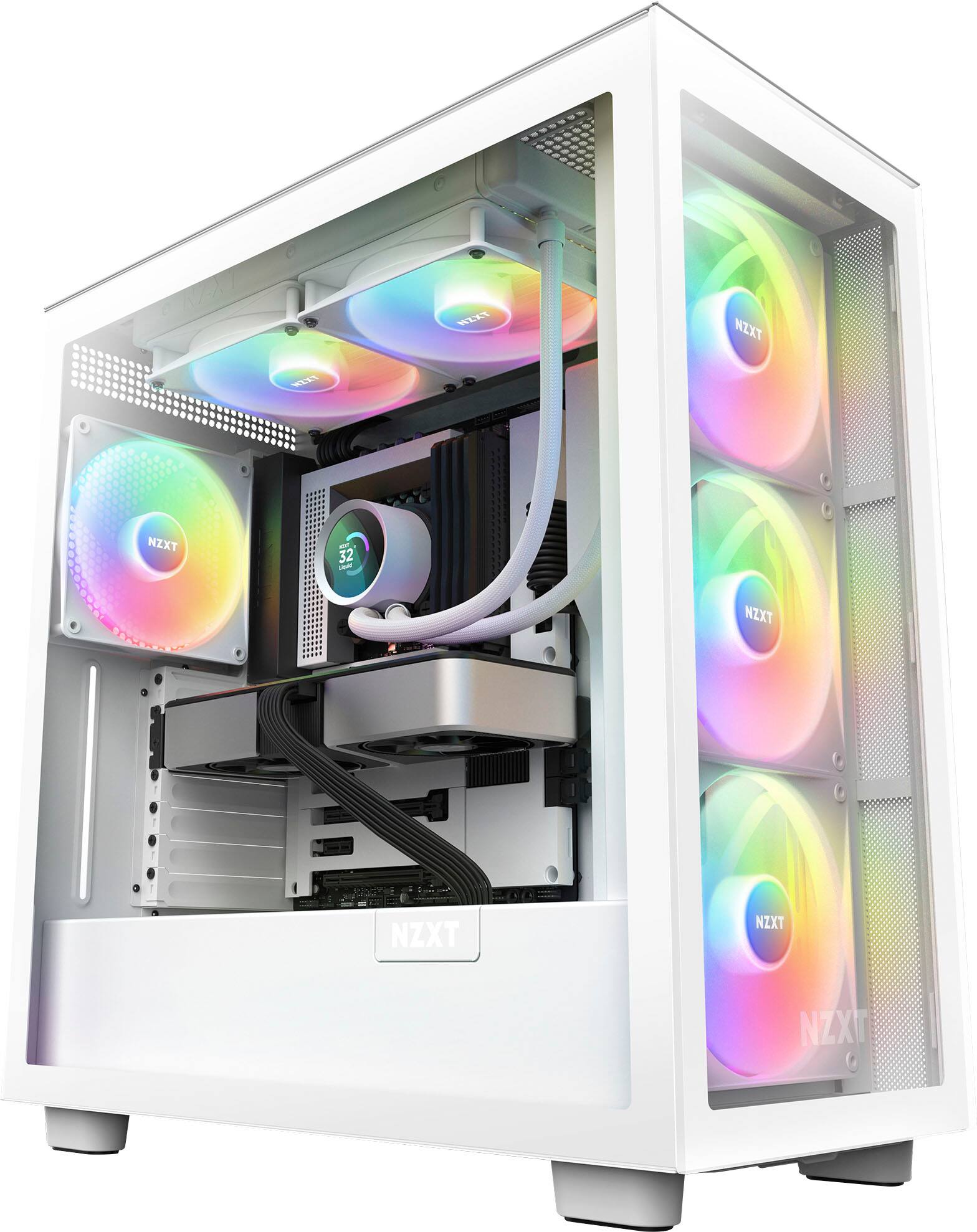 Alt View 20. NZXT - Kraken RGB 280mm Radiator CPU Liquid Cooler (2 x 140mm Core Fans) with RGB Controller and 1.54" LCD Display - White.