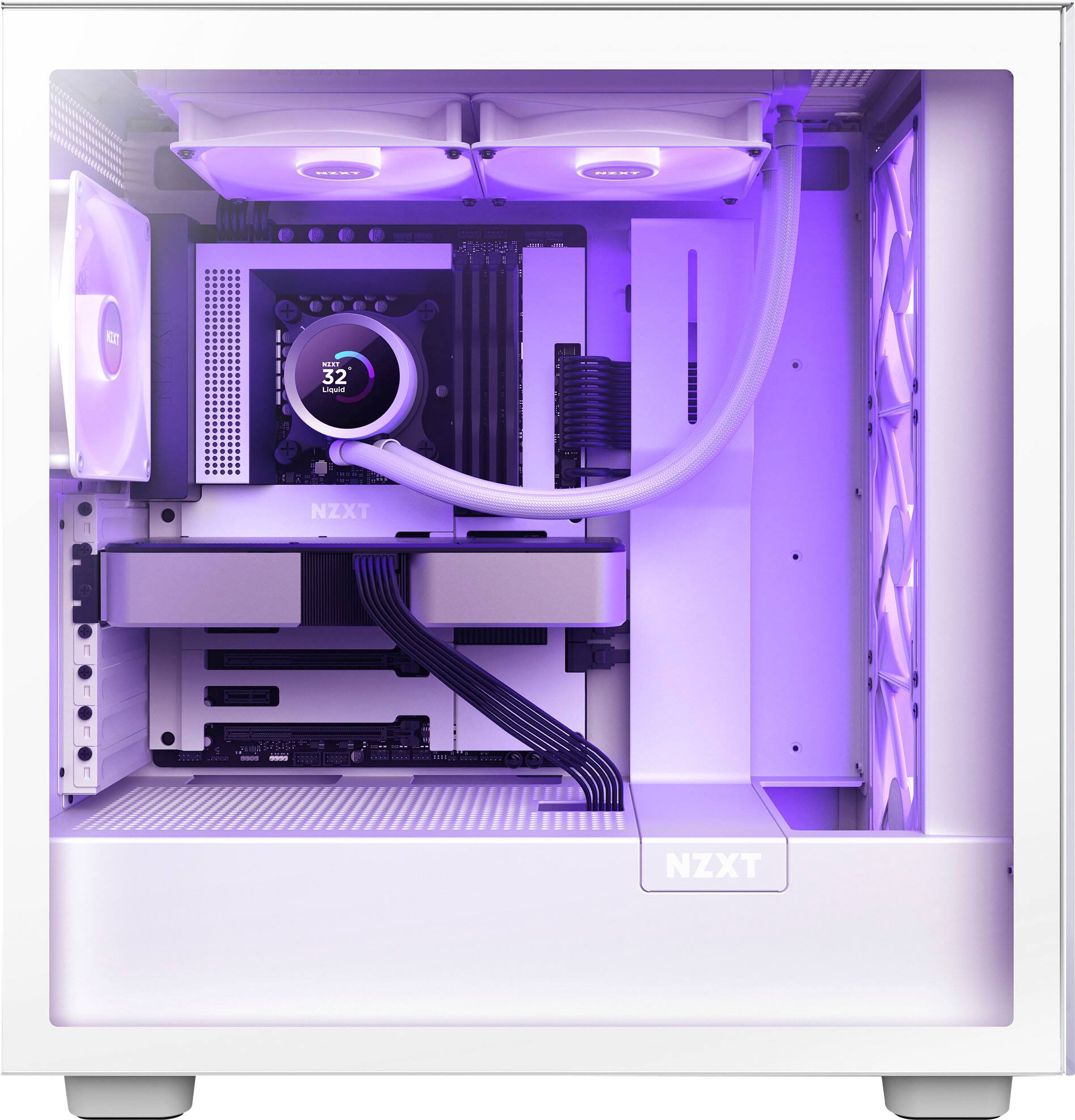 Alt View 21. NZXT - Kraken RGB 280mm Radiator CPU Liquid Cooler (2 x 140mm Core Fans) with RGB Controller and 1.54" LCD Display - White.