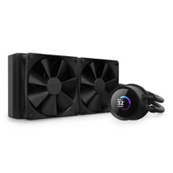 NZXT - Kraken 240 - 120mm Fans + AIO 240mm Radiator Liquid Cooling System with 1.54" LCD Display and F Series Fans - Black - Front_Zoom