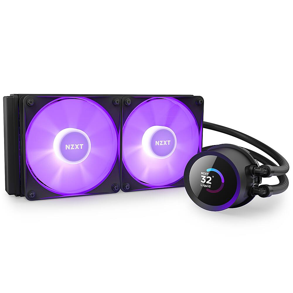 Alt View 14. NZXT - Kraken 240 - 120mm Fans + AIO 240mm Radiator Liquid Cooling System with 1.54" LCD display and RGB Fans - Black.