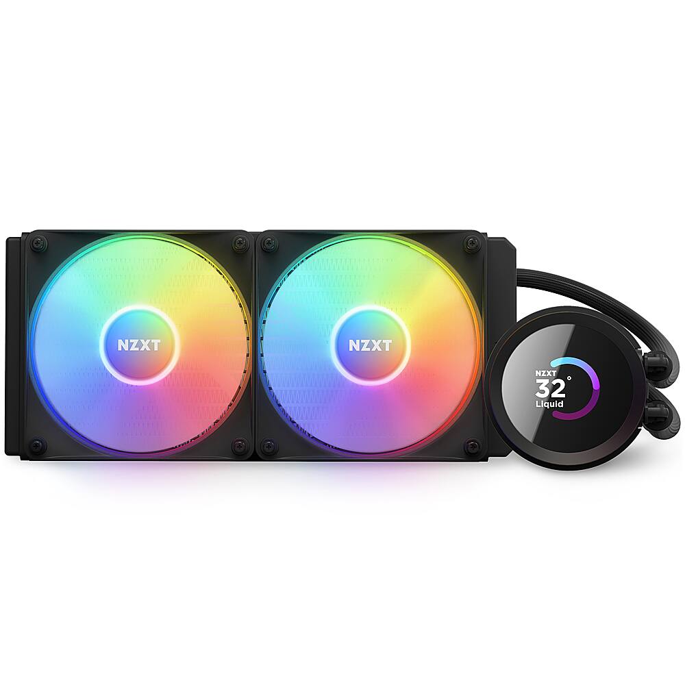 Alt View 18. NZXT - Kraken 240 - 120mm Fans + AIO 240mm Radiator Liquid Cooling System with 1.54" LCD display and RGB Fans - Black.