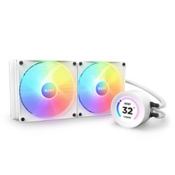 NZXT - Kraken Elite RGB 280mm Radiator CPU Liquid Cooler (2 x 140mm Core Fans) with RGB Controller and 2.36" LCD Display - White - Front_Zoom