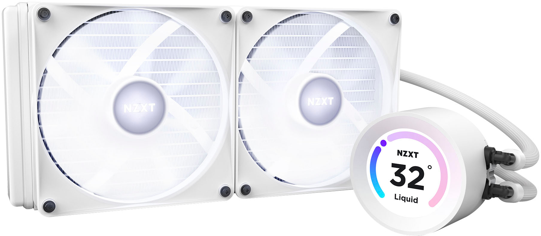 NZXT Kraken Elite 240 120mm Fans + AIO 240mm Radiator Liquid Cooling System  with 2.36 wide-angle LCD display and RGB Fans White RL-KR24E-W1 - Best Buy