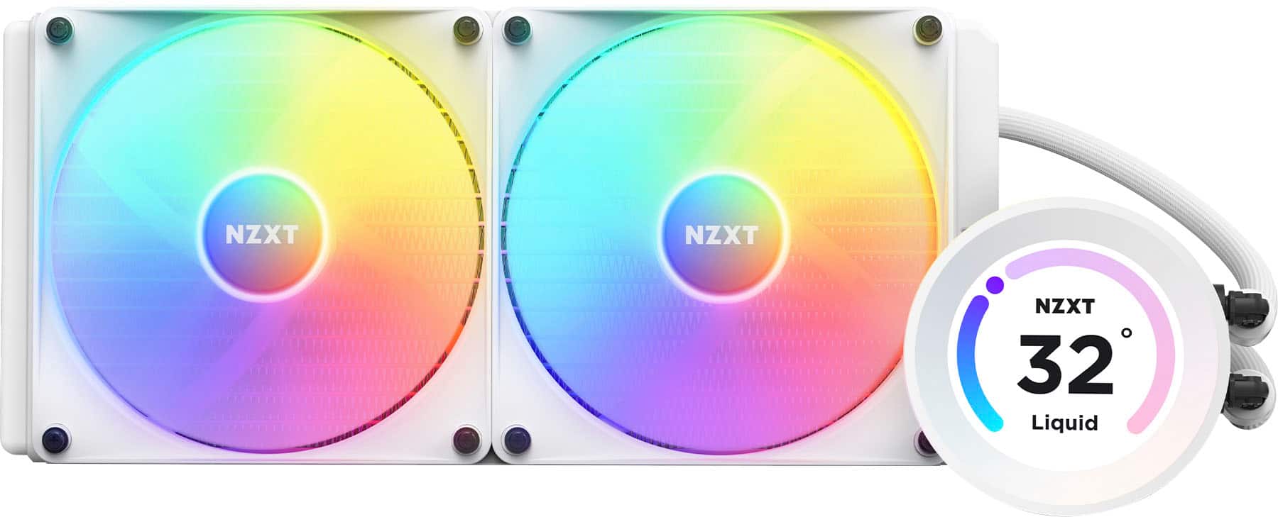 Alt View 18. NZXT - Kraken Elite RGB 280mm Radiator CPU Liquid Cooler (2 x 140mm Core Fans) with RGB Controller and 2.36" LCD Display - White.