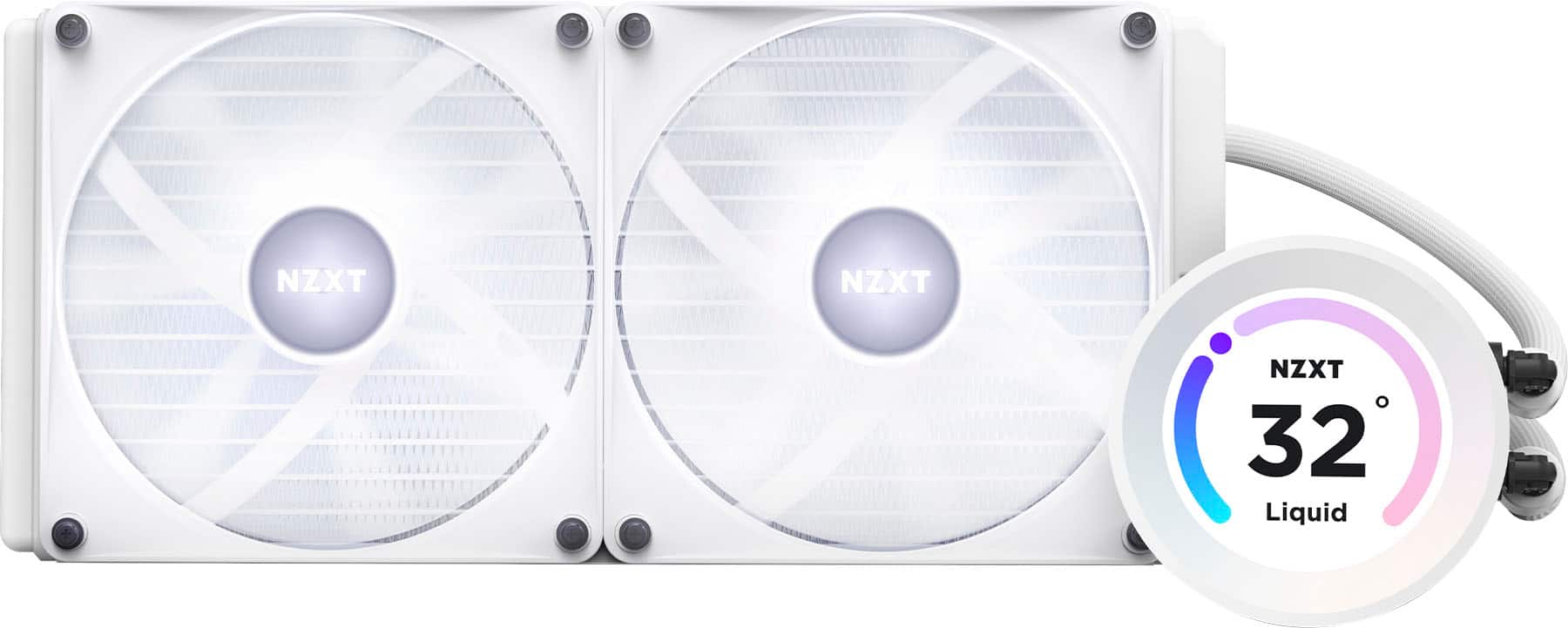 Alt View 19. NZXT - Kraken Elite RGB 280mm Radiator CPU Liquid Cooler (2 x 140mm Core Fans) with RGB Controller and 2.36" LCD Display - White.