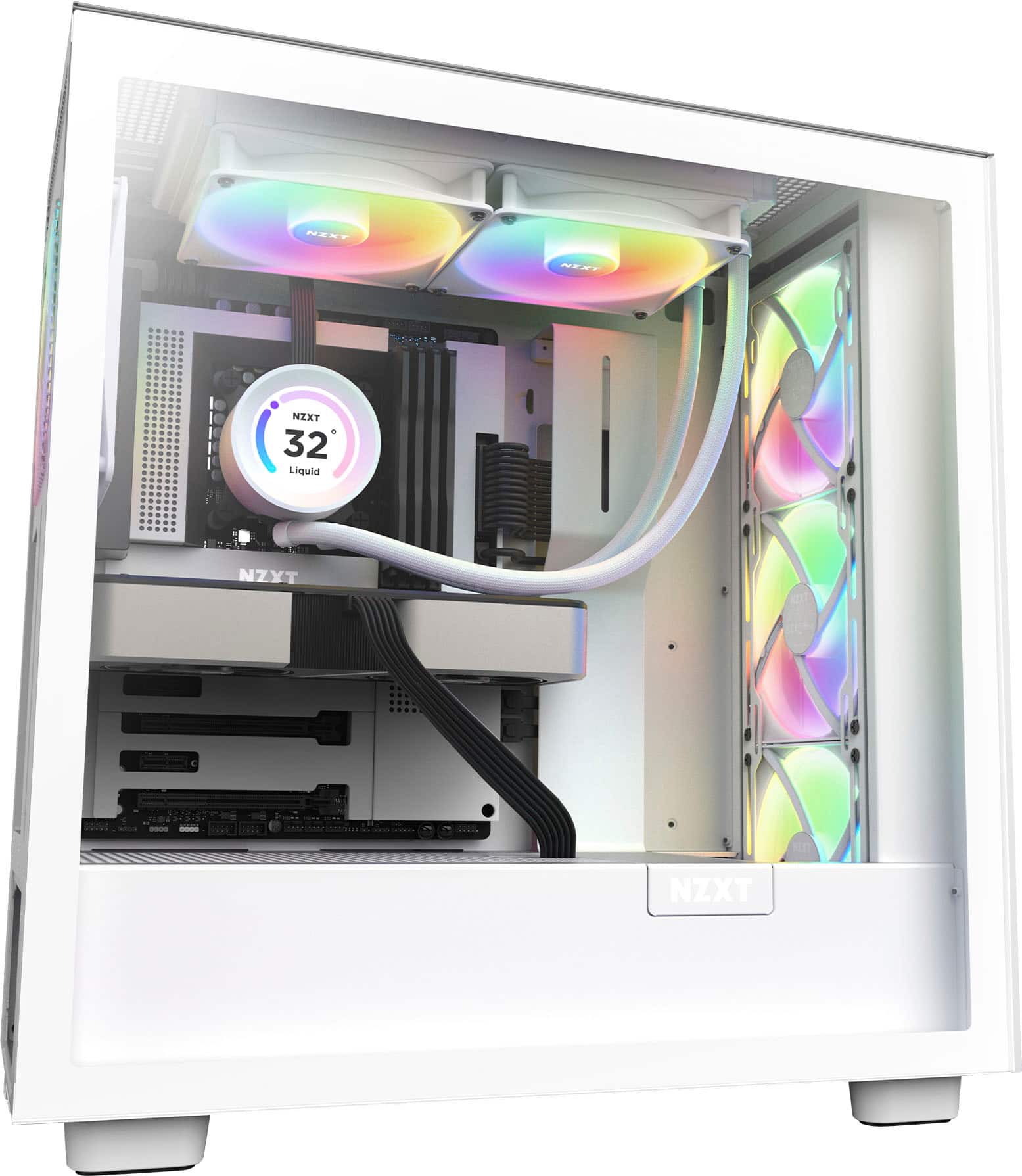 Alt View 21. NZXT - Kraken Elite RGB 280mm Radiator CPU Liquid Cooler (2 x 140mm Core Fans) with RGB Controller and 2.36" LCD Display - White.