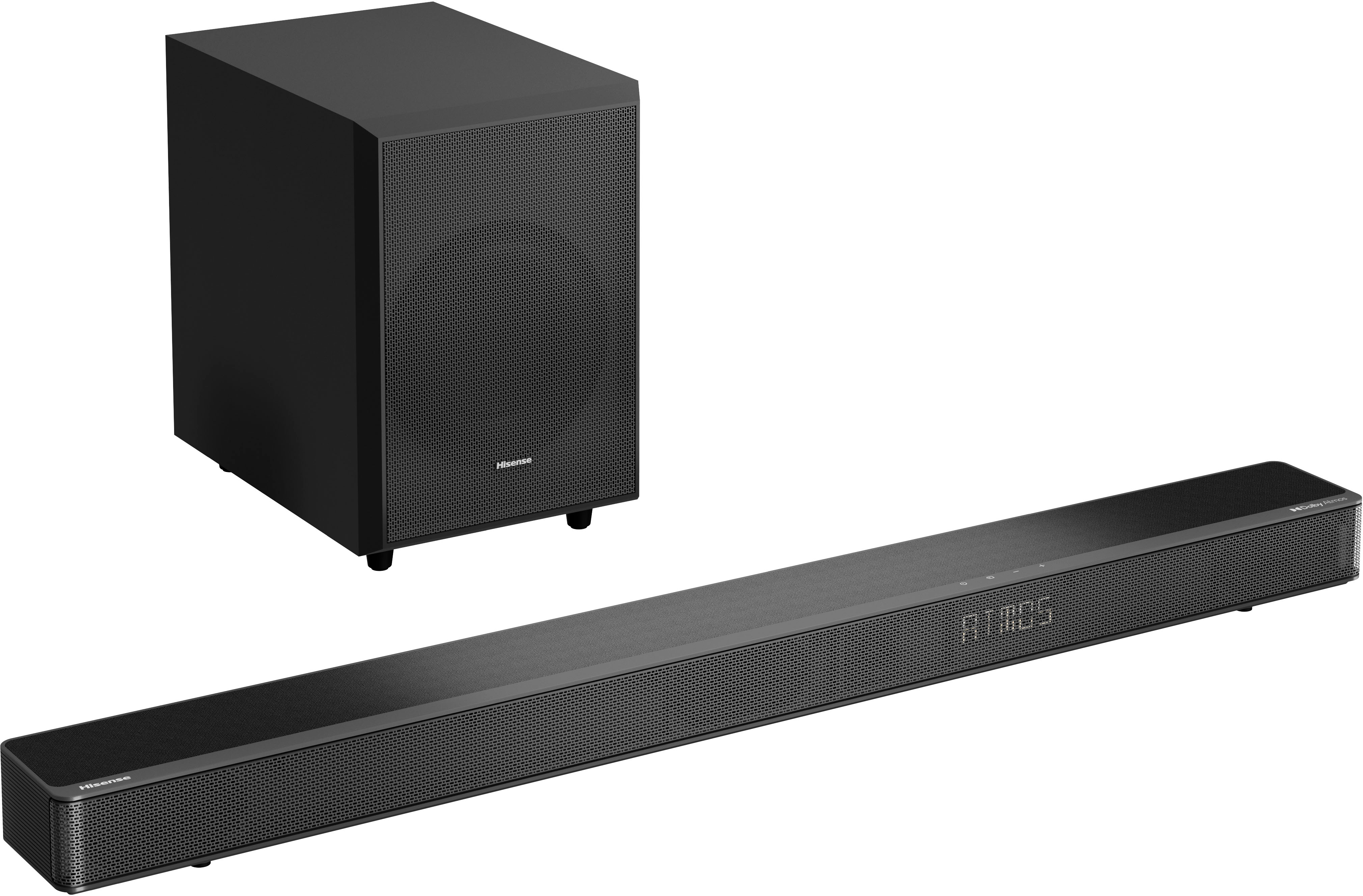 Left View: Hisense - 3.1.2  Dolby  ATMOS Soundbar with Wireless Subwoofer - Black